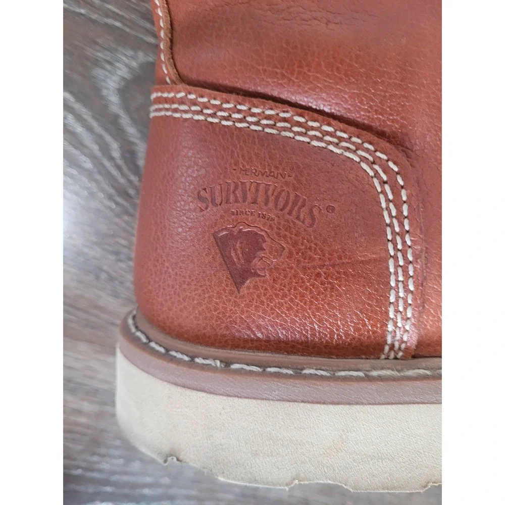 Survivors USA Leather Work Boots Mens 11‎ M Dark Brown Oil Resistant Steel Toe